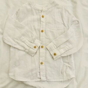 Zara Toddler Boy White Manadarin Collar Long Sleeve Top - 18-24 most